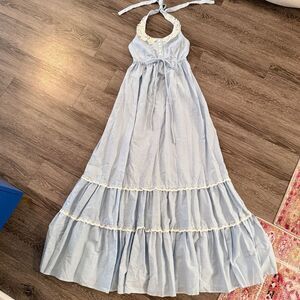 Vintage Jody T of California Blue White Gingham Halter Dress
